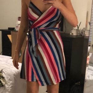 NWT Rainbow striped wrap dress